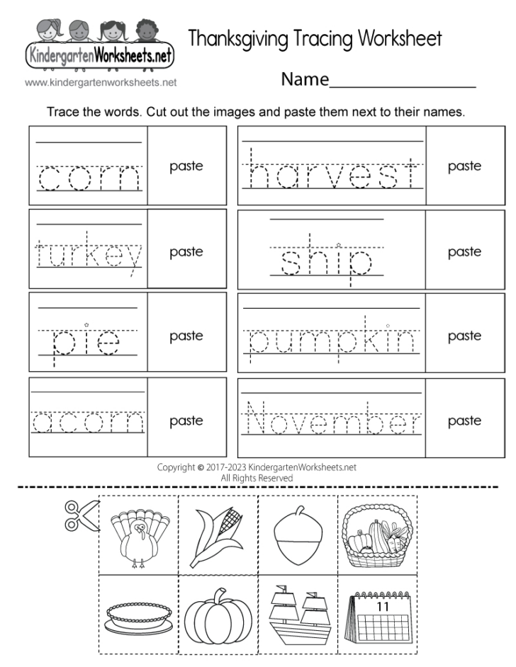 Free Printable Worksheets For Kindergarten Thanksgiving