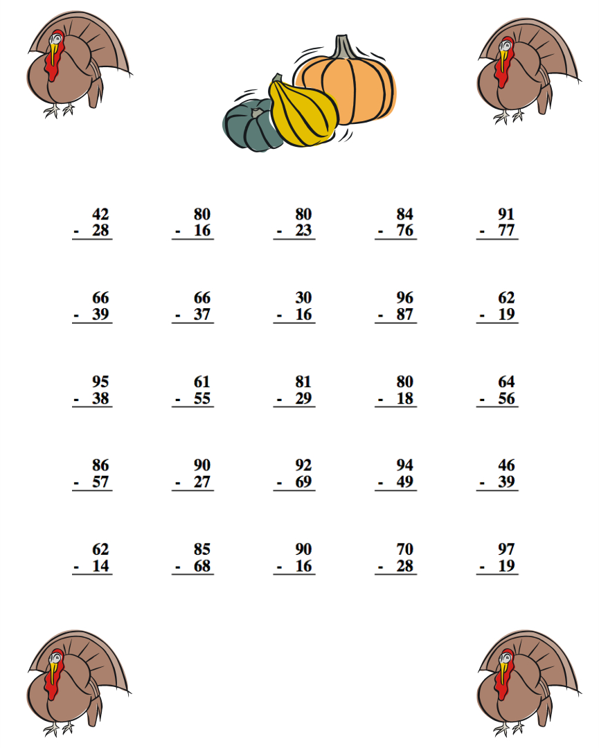 Thanksgiving Turkey Subtraction Worksheet - Have Fun Teaching throughout Thanksgiving Subtraction Worksheets