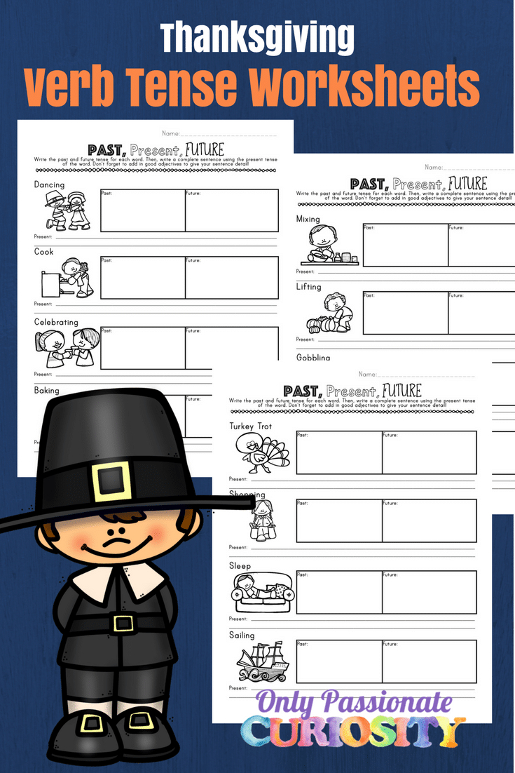 Thanksgiving Verb Tense Writing Worksheets - Only Passionate Curiosity with Thanksgiving Verbs Worksheet