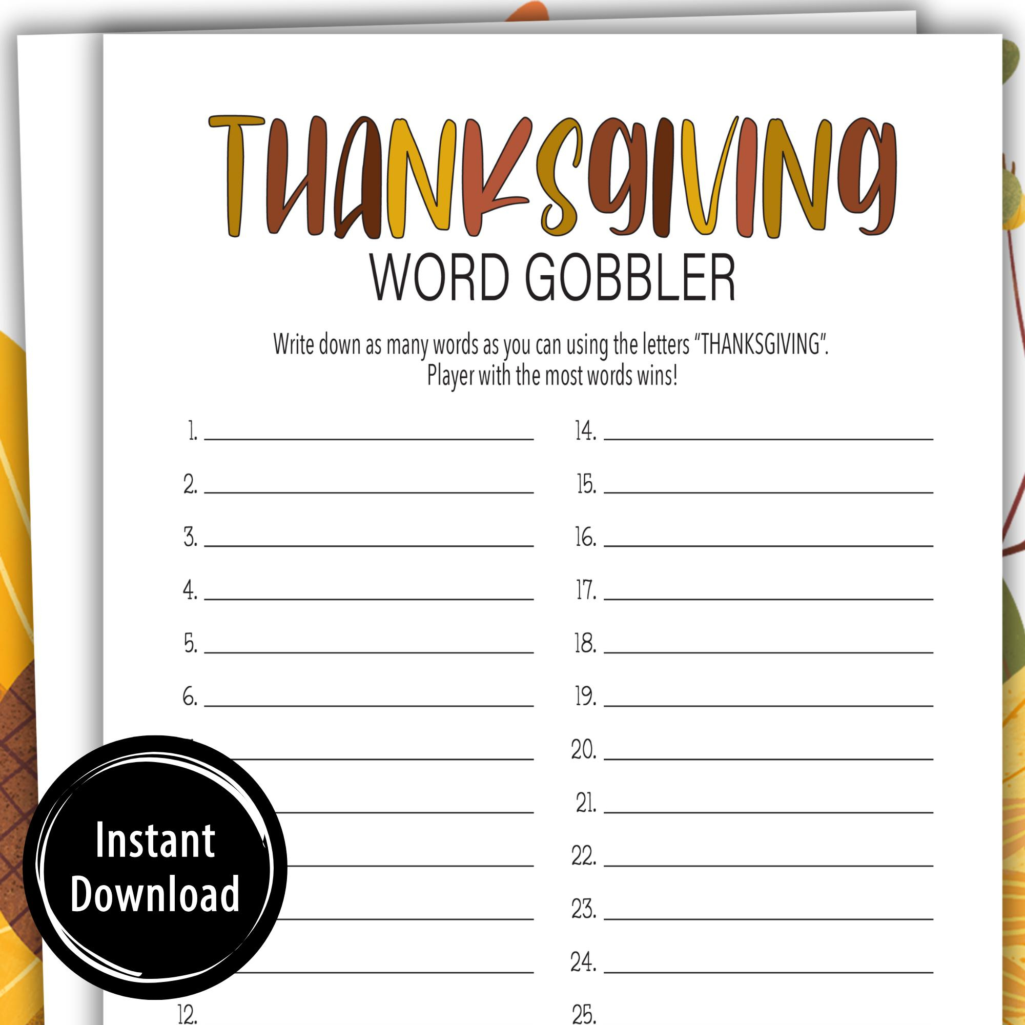 Thanksgiving Word Game | How Many Words Can You Make From in How Many Words Can You Make Out Of Thanksgiving Worksheet