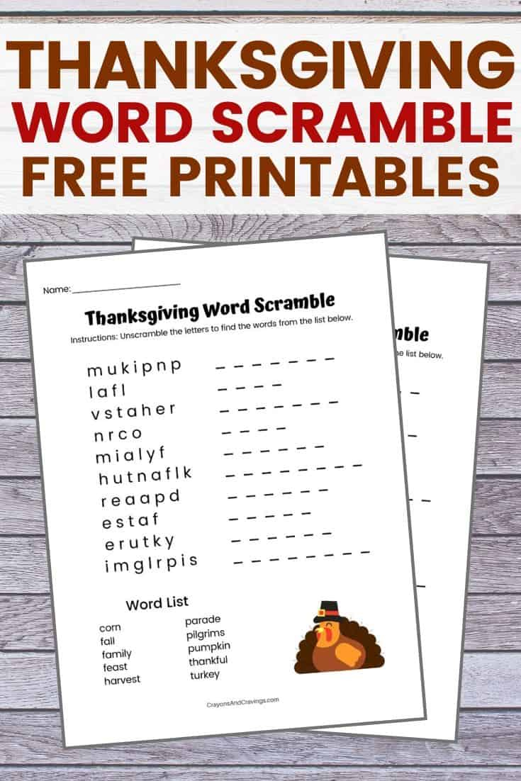 Thanksgiving Word Scramble Free Printable With Answer Key with Thanksgiving Unscramble Worksheets