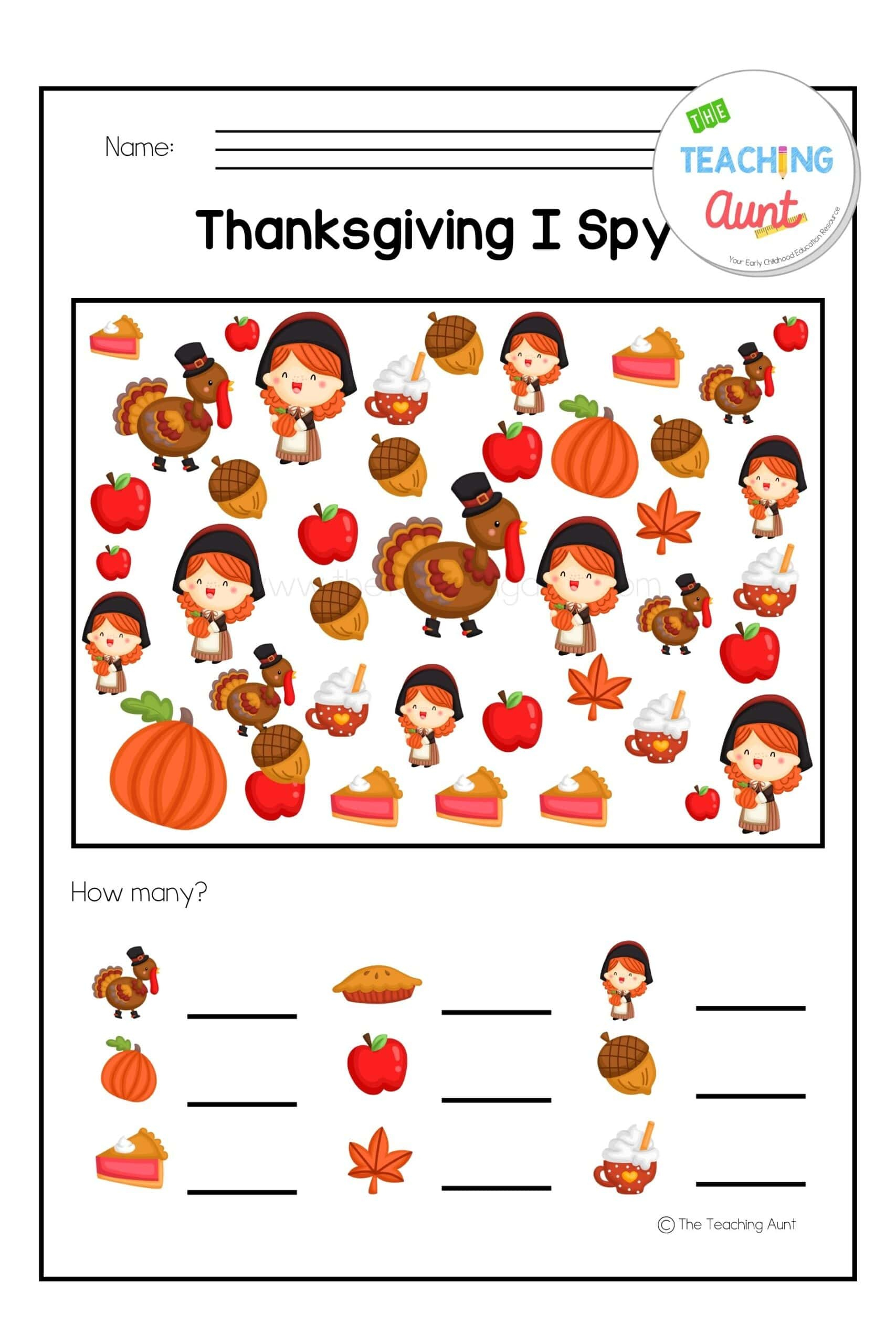 Thanksgiving Worksheets For Preschool - The Teaching Aunt for Preschool Thanksgiving Worksheets