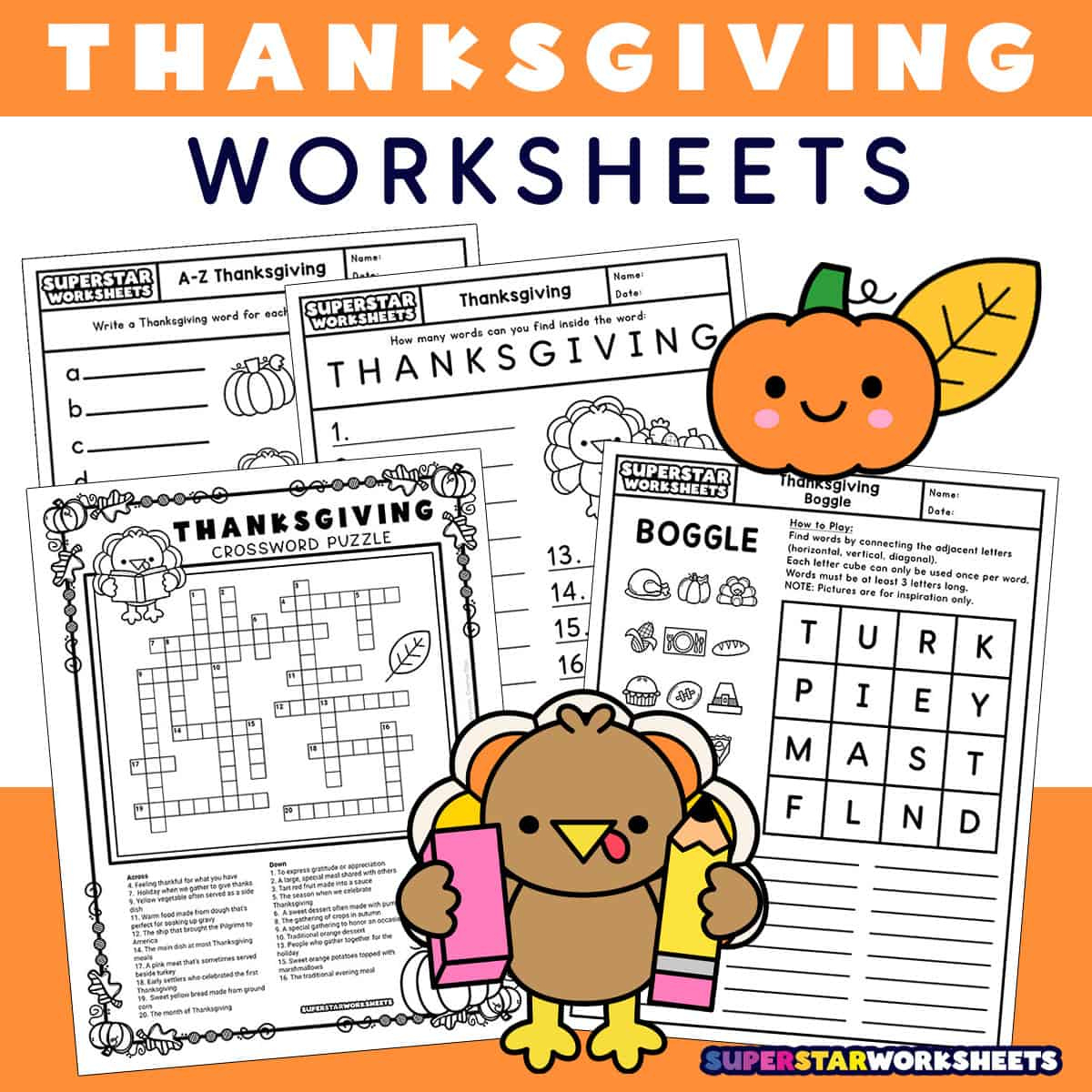 Thanksgiving Worksheets (Free Printables) - Superstar Worksheets for Thanksgiving Worksheet Activities