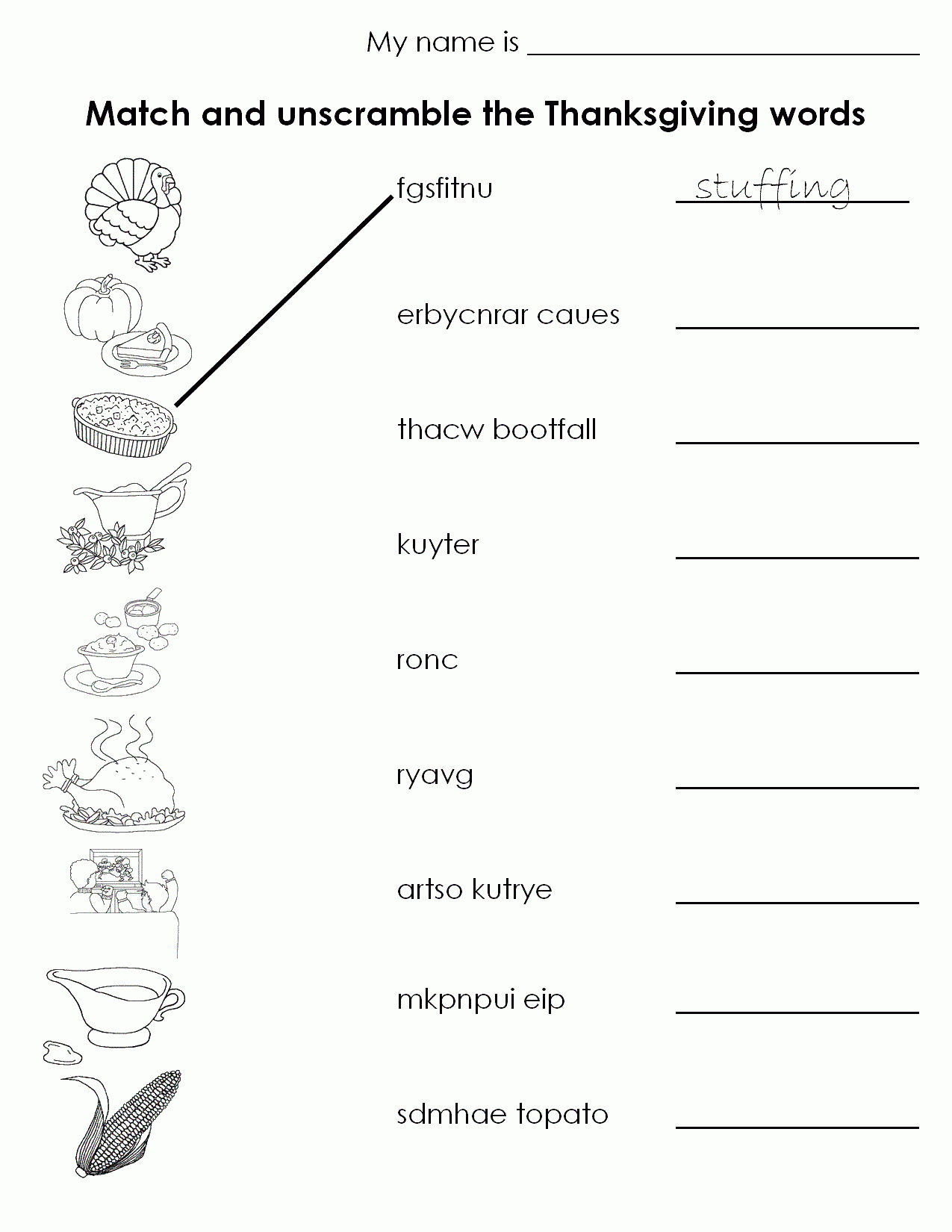 Thanksgiving Worksheets regarding Kids Thanksgiving Worksheets