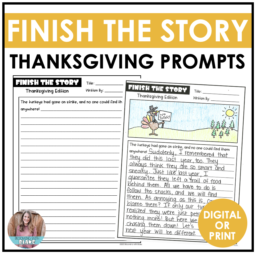 Thanksgiving Writing Activity Finish The Story Creative Writing throughout Thanksgiving Creative Writing Worksheets
