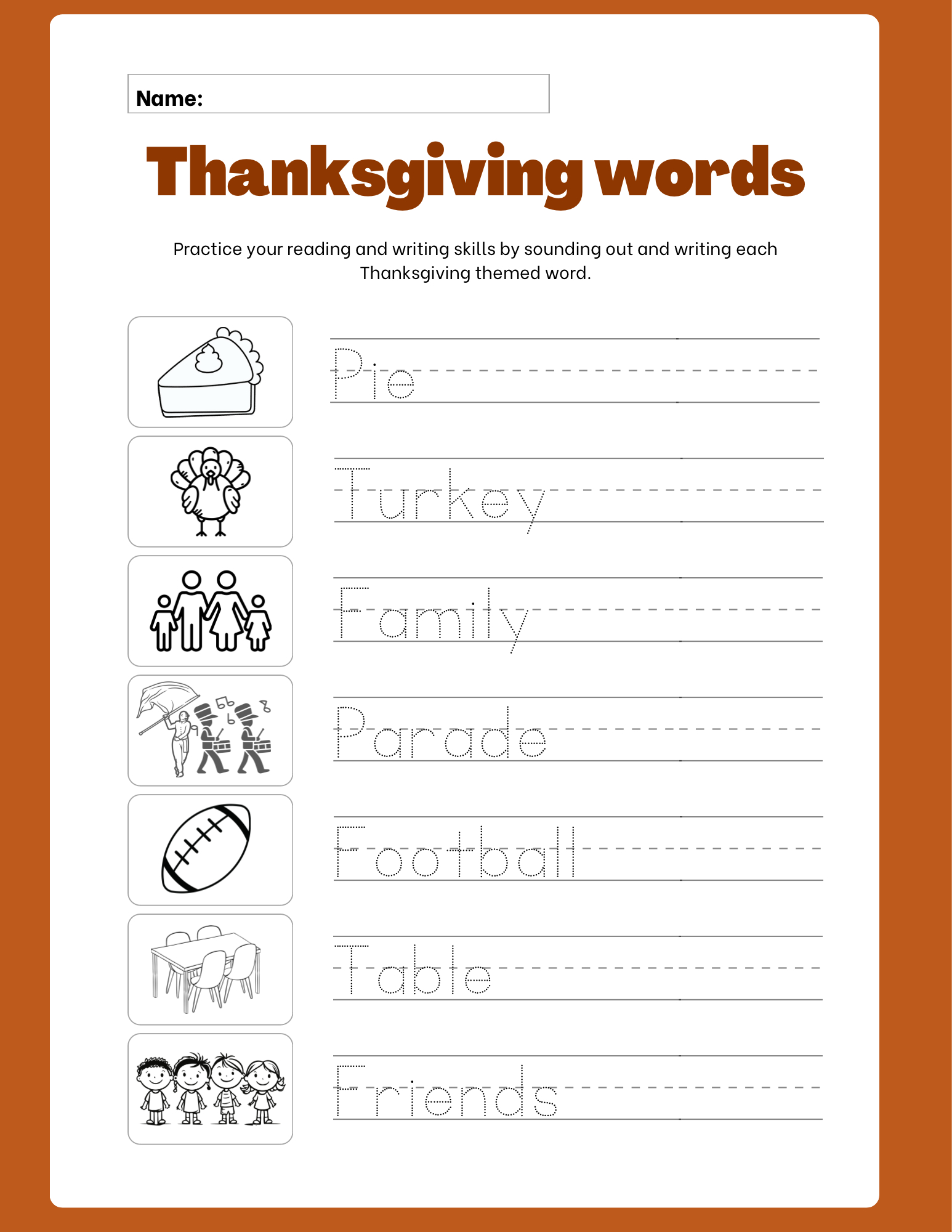 Thanksgiving Writing Words - Classful pertaining to Thanksgiving Pre Writing Worksheets