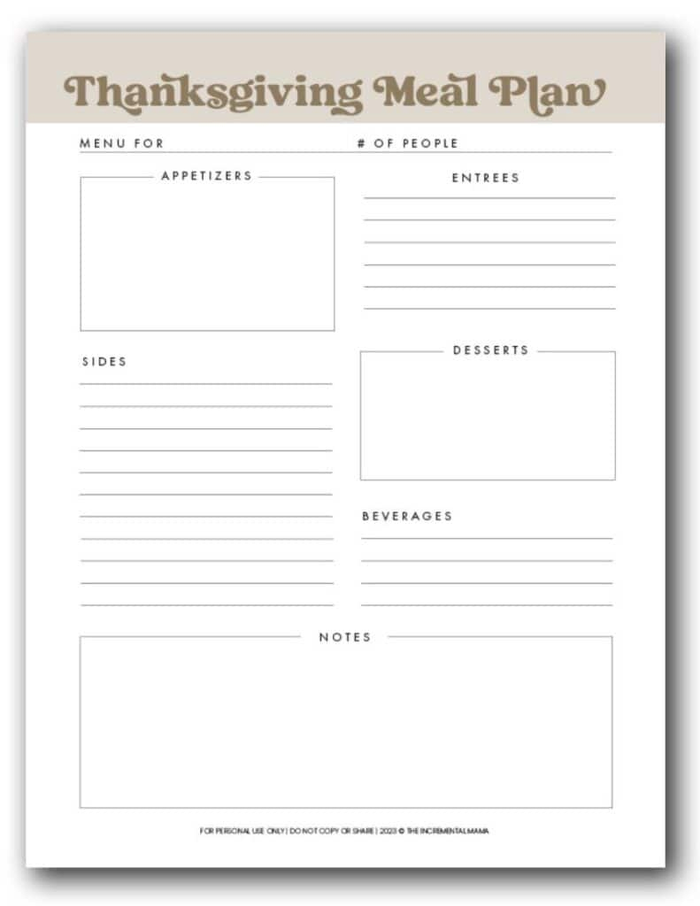 The Best Free Printable Thanksgiving Planner (8 Pages) - The within Thanksgiving Meal Planning Worksheet