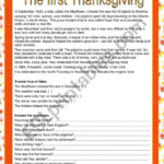 The First Thanksgiving   Esl Worksheets.lefevre Throughout The First Thanksgiving Worksheet Answers