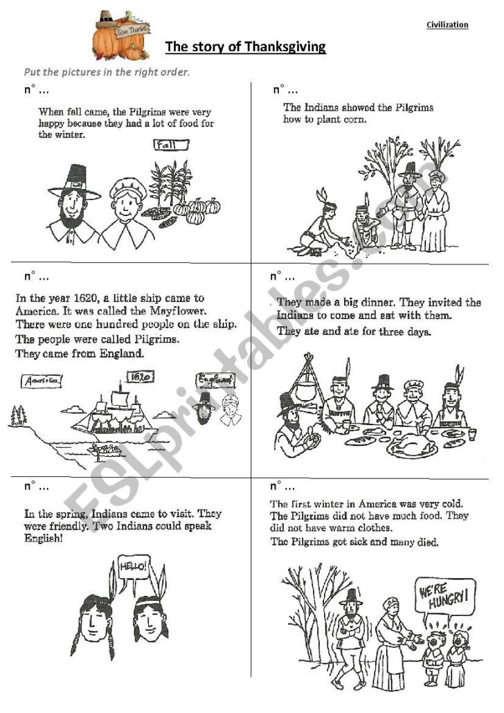 The Story of Thanksgiving Worksheet The Story of Thanksgiving Worksheet
