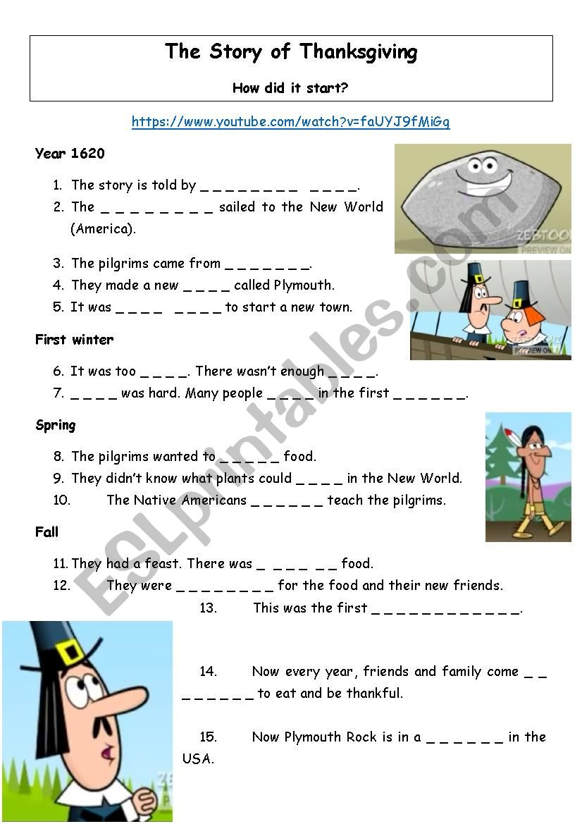 The Story Of Thanksgiving - Esl Worksheetsorciã¨re regarding The Real Story Of Thanksgiving Worksheet
