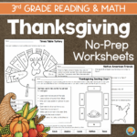 Third Grade Thanksgiving Math & Reading Activities | Madeteachers Inside 3Rd Grade Thanksgiving Worksheets