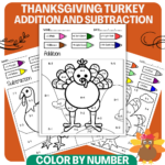 Turkey Math Thanksgiving Colornumber Thanksgiving Math Pertaining To Thanksgiving Math Coloring Worksheets