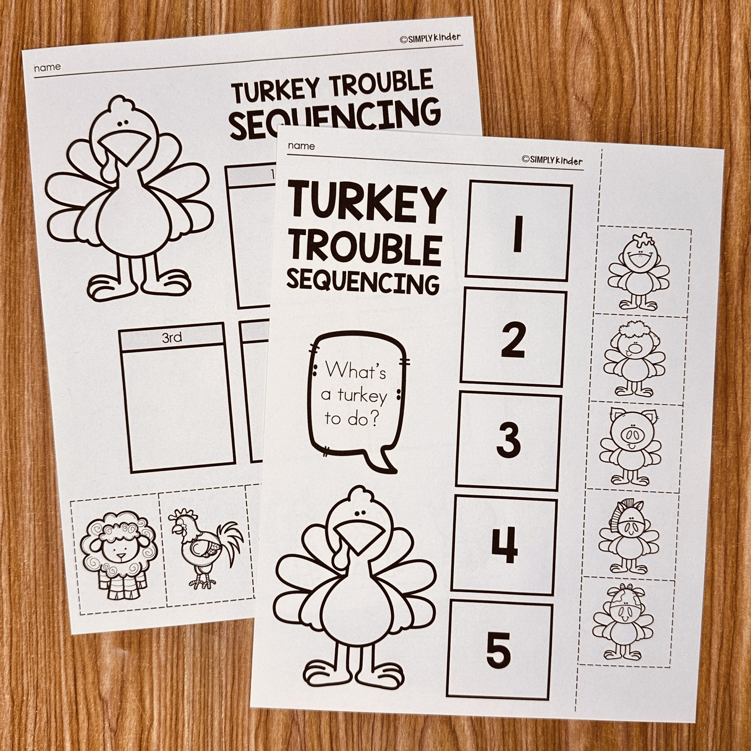 Turkey Trouble Sequencing - Simply Kinder + Printable Membership with Thanksgiving Sequencing Worksheets