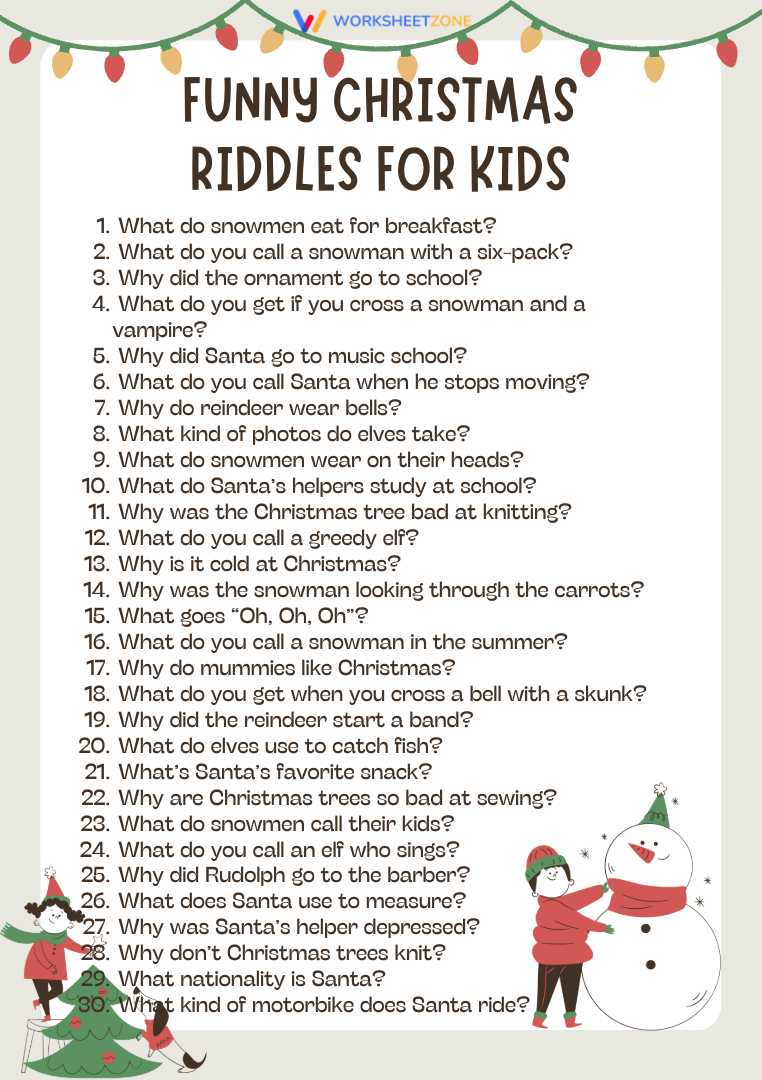 100+ Christmas Riddles For Kids That Spark Holiday Joy pertaining to Christmas Riddles Worksheets