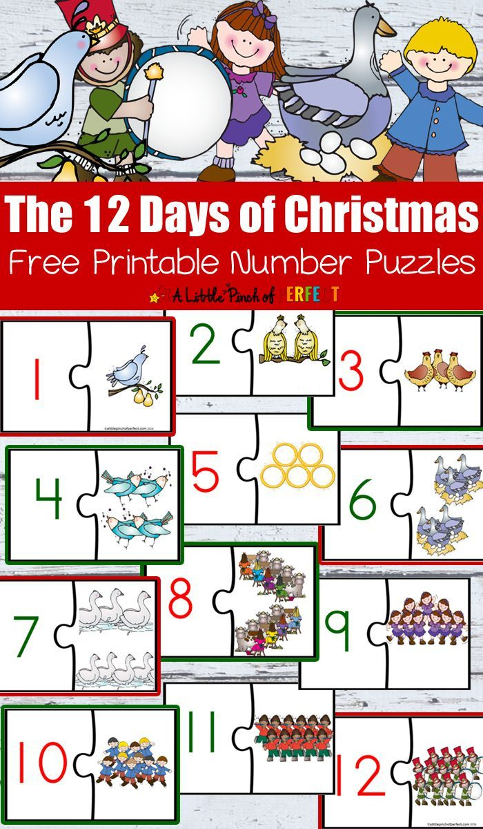 12 Days Of Christmas Free Printable Math Number Puzzles - A Little inside Twelve Days Of Christmas Worksheets Math