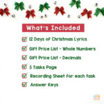 12 Days Of Christmas Math Project: Adding Decimals & Whole Numbers Regarding 12 Days Of Christmas Cost Worksheets