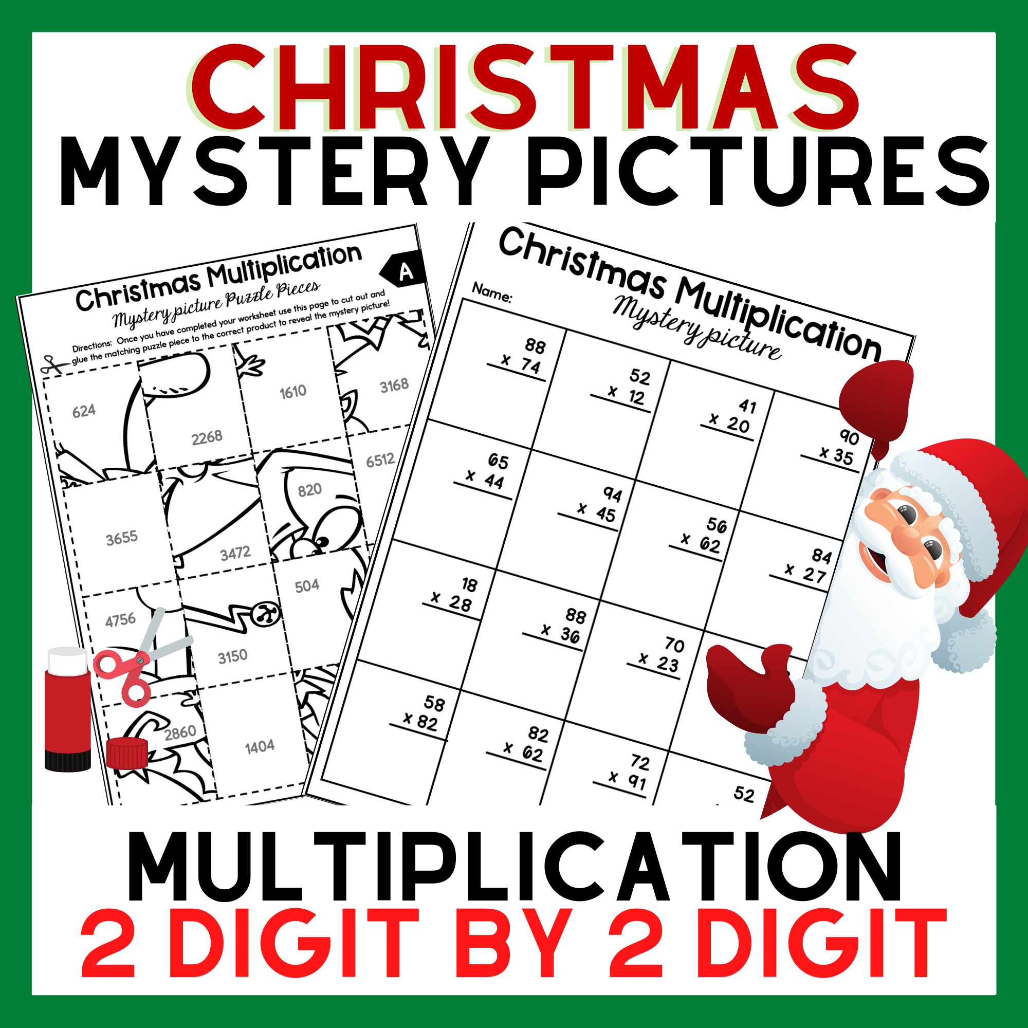 2 Digit2 Digit Multiplication Christmas Mystery Pictures pertaining to Christmas Mystery Picture Math Worksheets