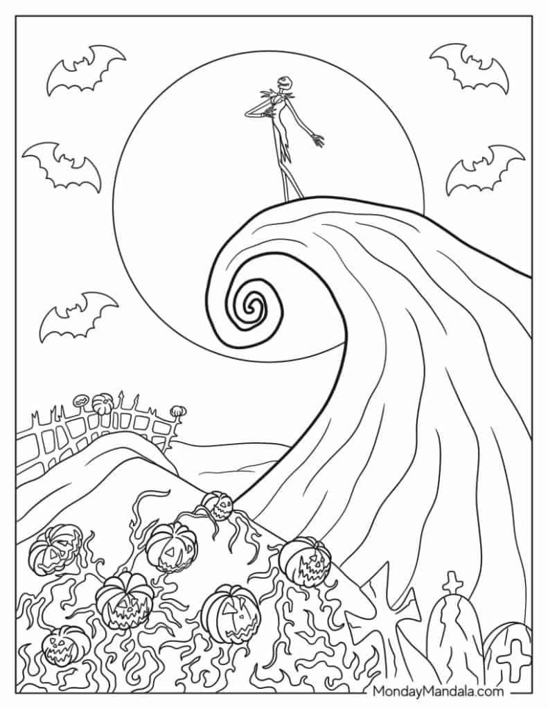 22 Nightmare Before Christmas Coloring Pages (Free Pdfs) inside Night Before Christmas Worksheets