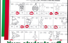 3 Digit Subtraction With Regrouping Christmas Math Worksheets with Subtraction with Regrouping Christmas Worksheets