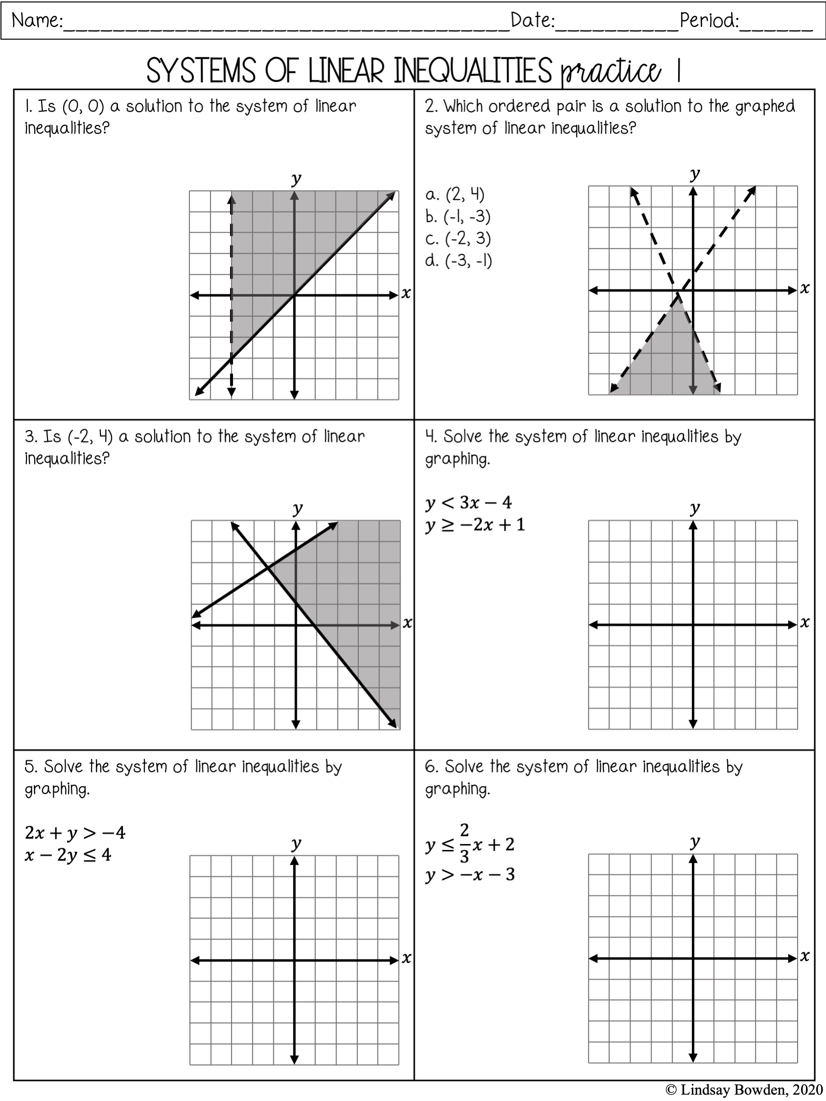 4.5: Solving Systems Of Linear Inequalities (Two Variables for Solving Linear Systems By Graphing Christmas Worksheets Answers