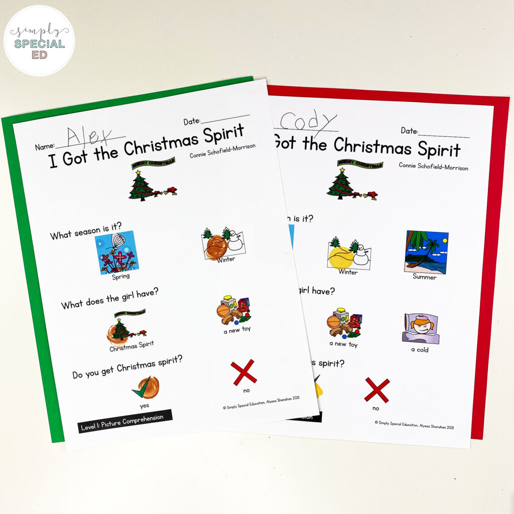 5 Activities For I Got The Christmas Spirit - Simply Special Ed within Got the Christmas Spirit Worksheets
