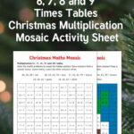 6, 7, 8 And 9 Times Tables Christmas Multiplication Mosaic Worksheet With Christmas Maths Mosaic Worksheets