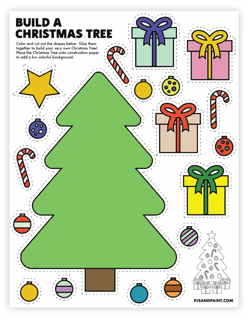 8 Free Printable Christmas Themed Cut And Paste Projects - Pjs And for Cut and Paste Christmas Tree Worksheets
