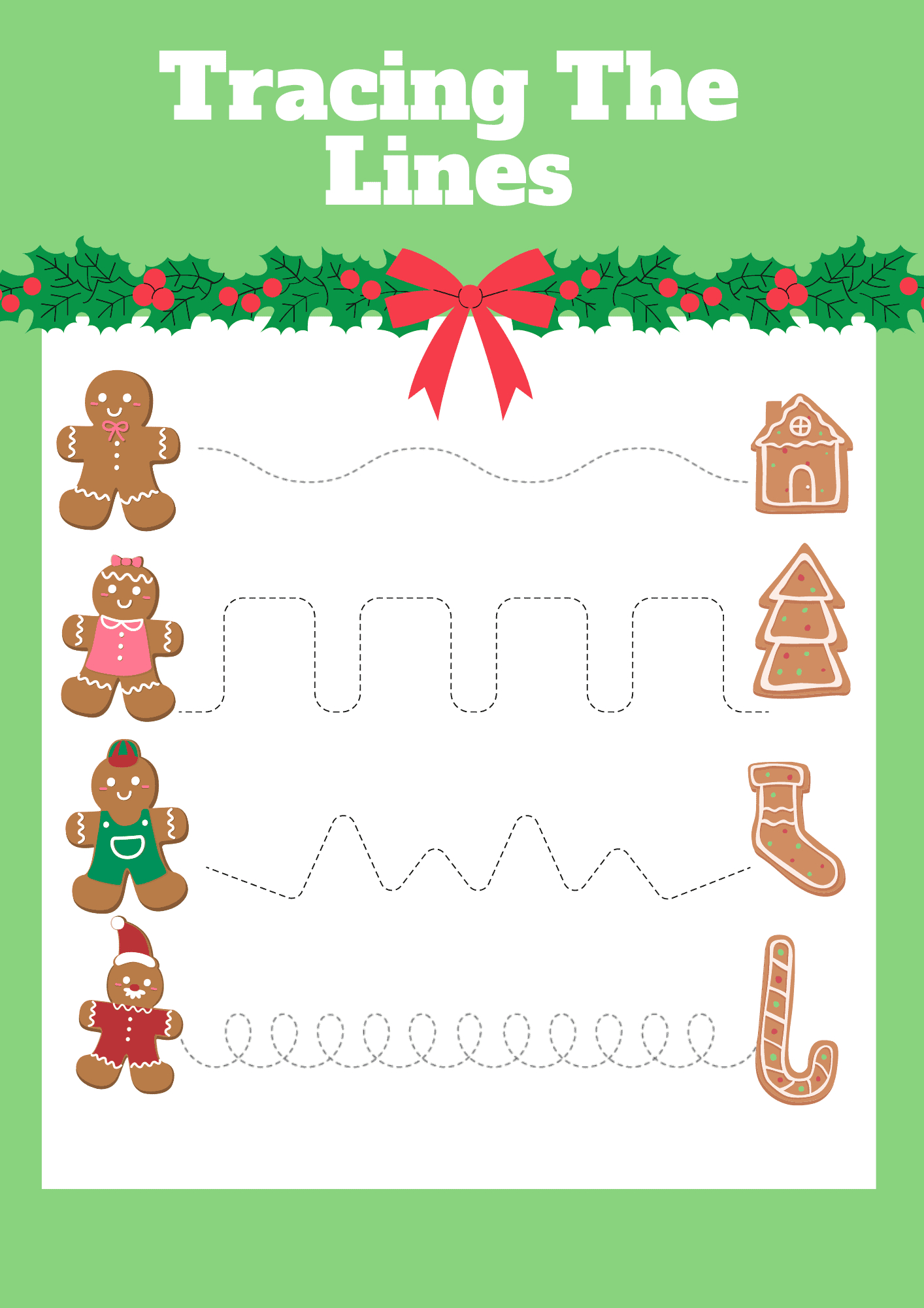 9 Free Christmas Gingerbread Man Worksheet Printables For 2025 in Christmas Line Tracing Worksheets