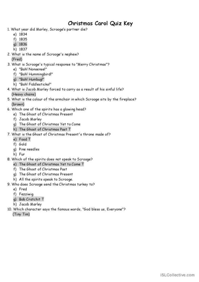 A Christmas Carol Quiz Video Or Movi…: English Esl Worksheets Pdf regarding A Christmas Carol Worksheets Answer Key
