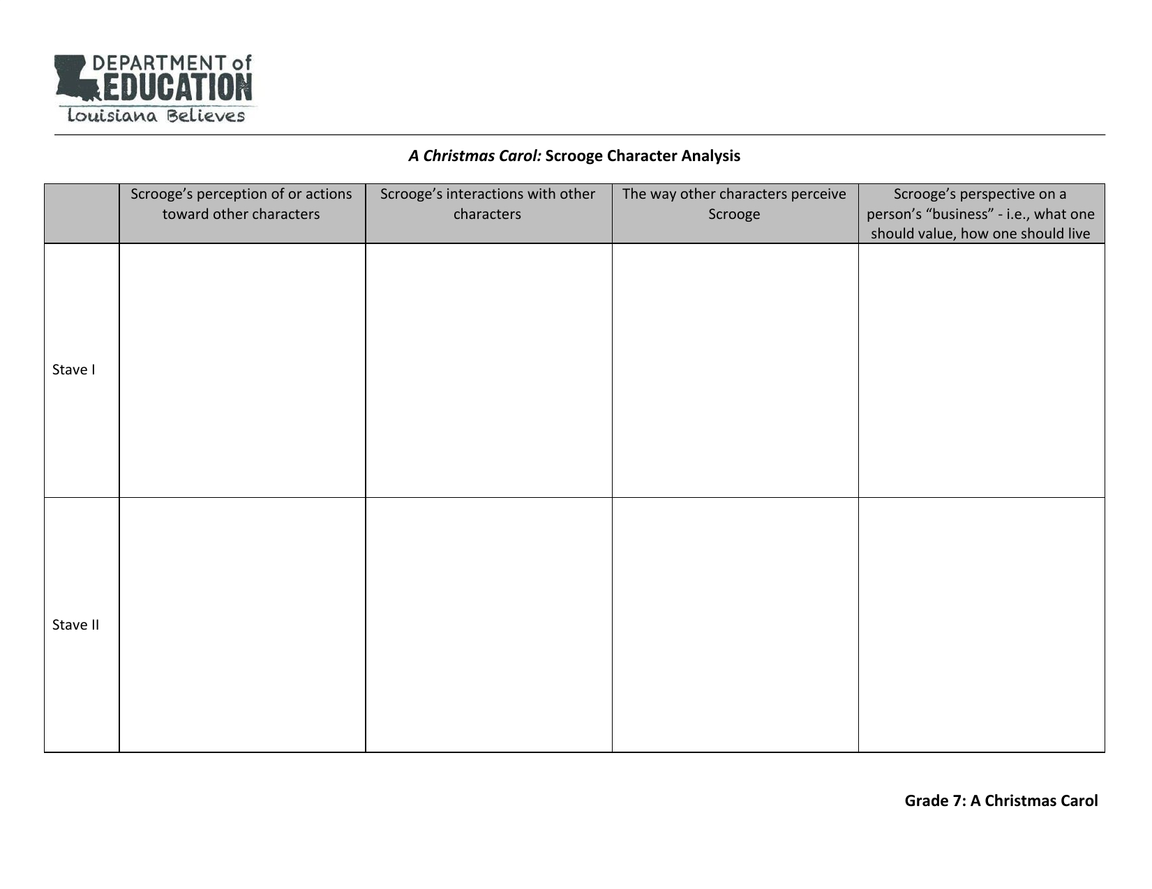 A Christmas Carol: Scrooge Character Analysis Worksheet with regard to A Christmas Carol Character Analysis Worksheets