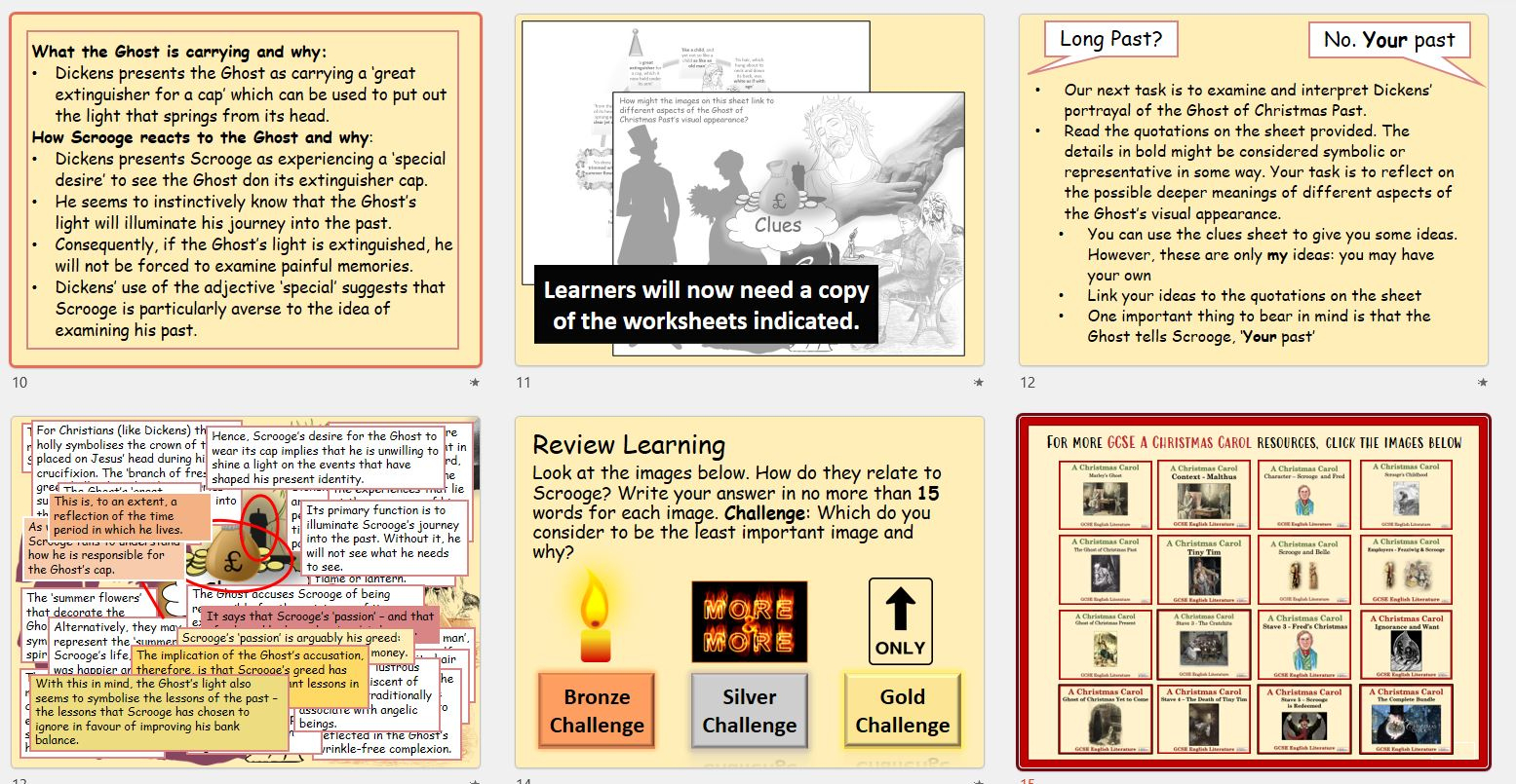 A Christmas Carol - The Ghost Of Christmas Past | Teaching Resources in A Christmas Carol Context Worksheets