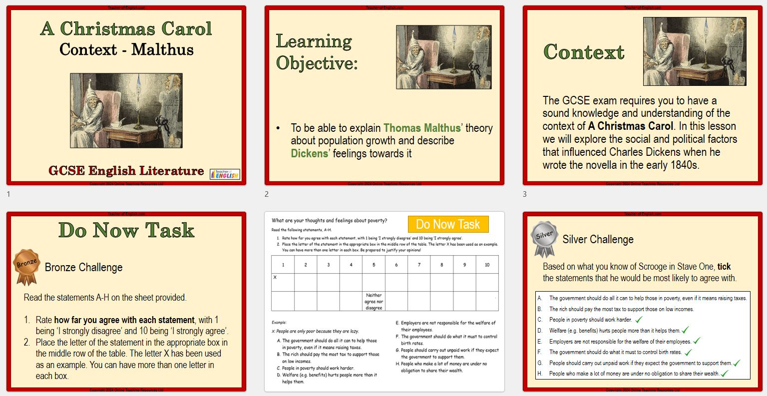 A Christmas Carol - Thomas Malthus | Teaching Resources in A Christmas Carol Context Worksheets