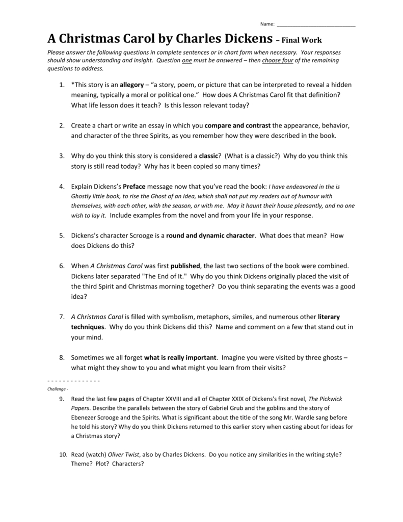A Christmas Carol Worksheet: Analysis &amp;amp; Questions with A Christmas Carol Allegory Worksheets