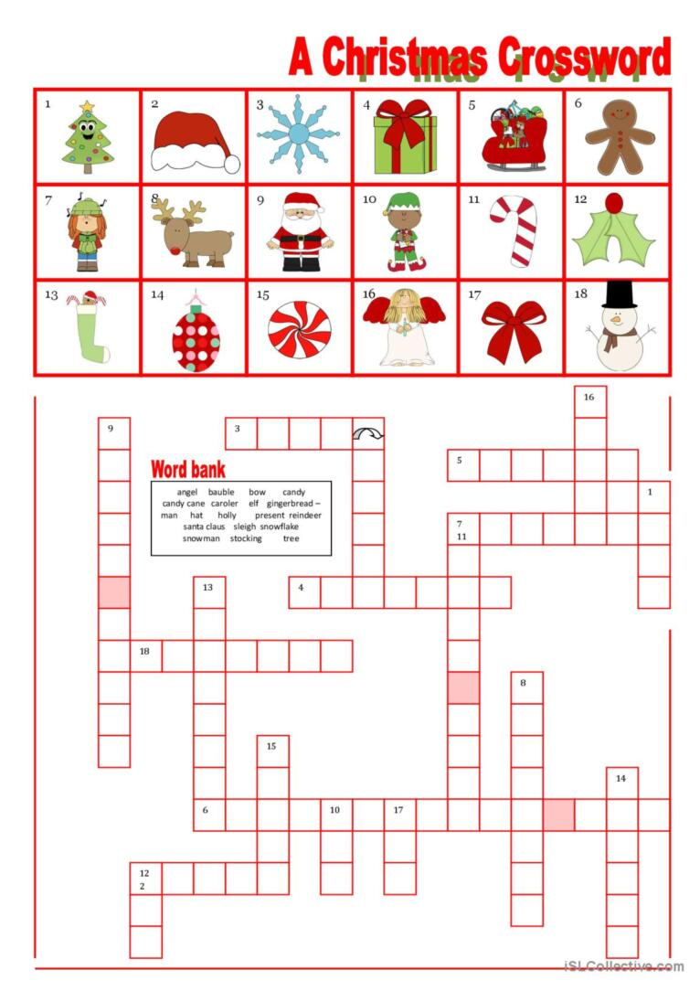 A Christmas Crossword With Word Ban…: English Esl Worksheets Pdf &amp;amp; Doc within Bank On It Worksheets Christmas Answers
