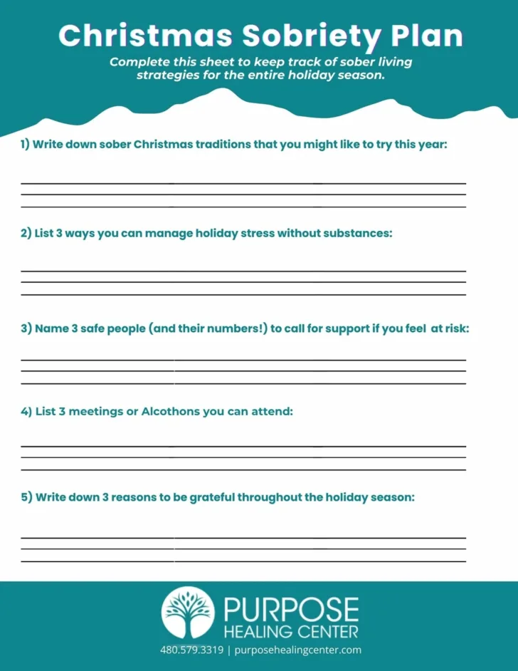 Christmas Relapse Prevention Worksheets