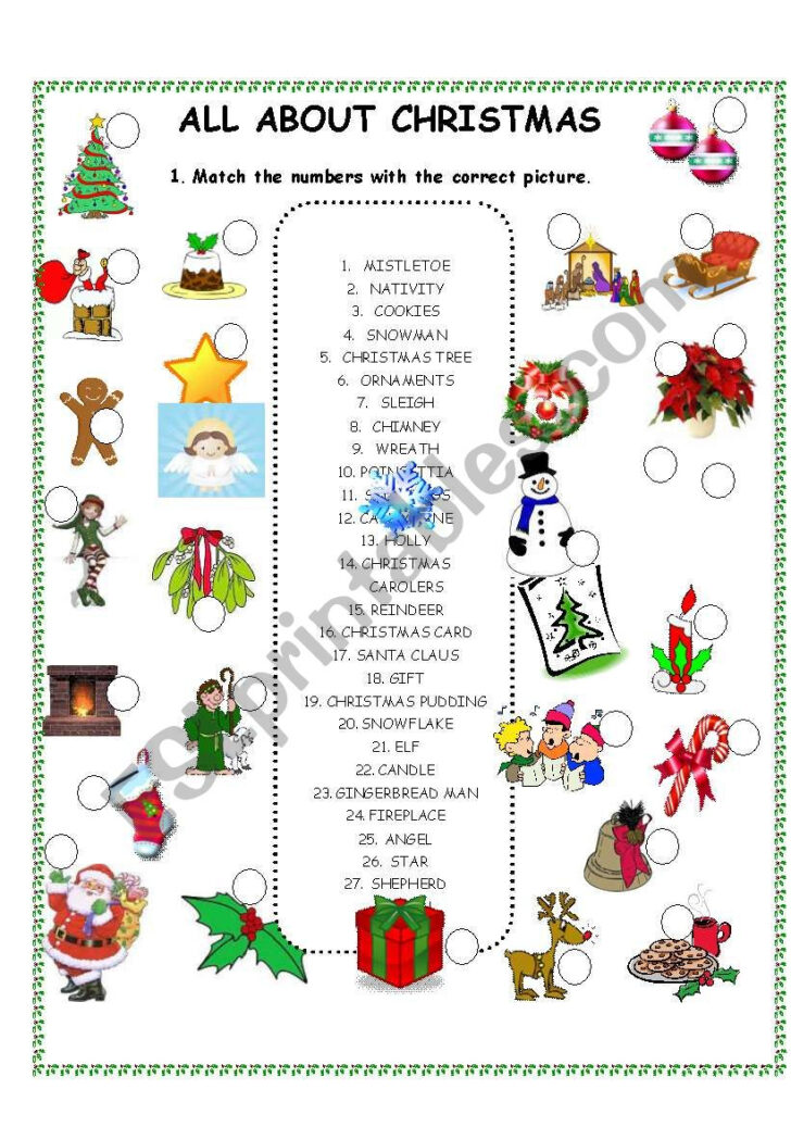 All About Christmas Worksheets All About Christmas Worksheets