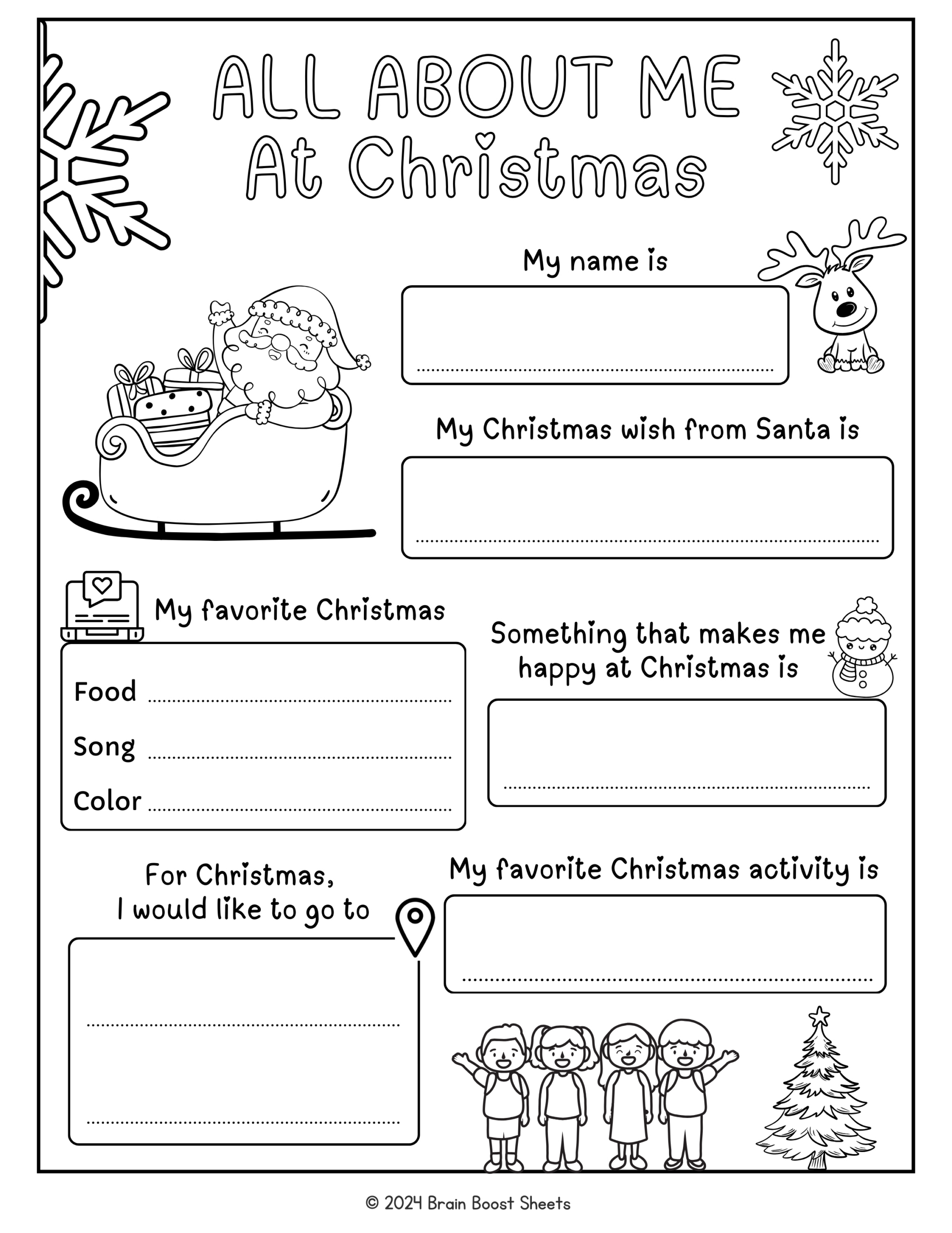 All About Me At Christmas Worksheets (Black &amp;amp; White)Brain with What Christmas Means To Me Worksheets