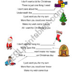 All I Want For Christmas Is You (Easy, For Kids)   Esl Worksheet With Regard To All I Want For Christmas Worksheets