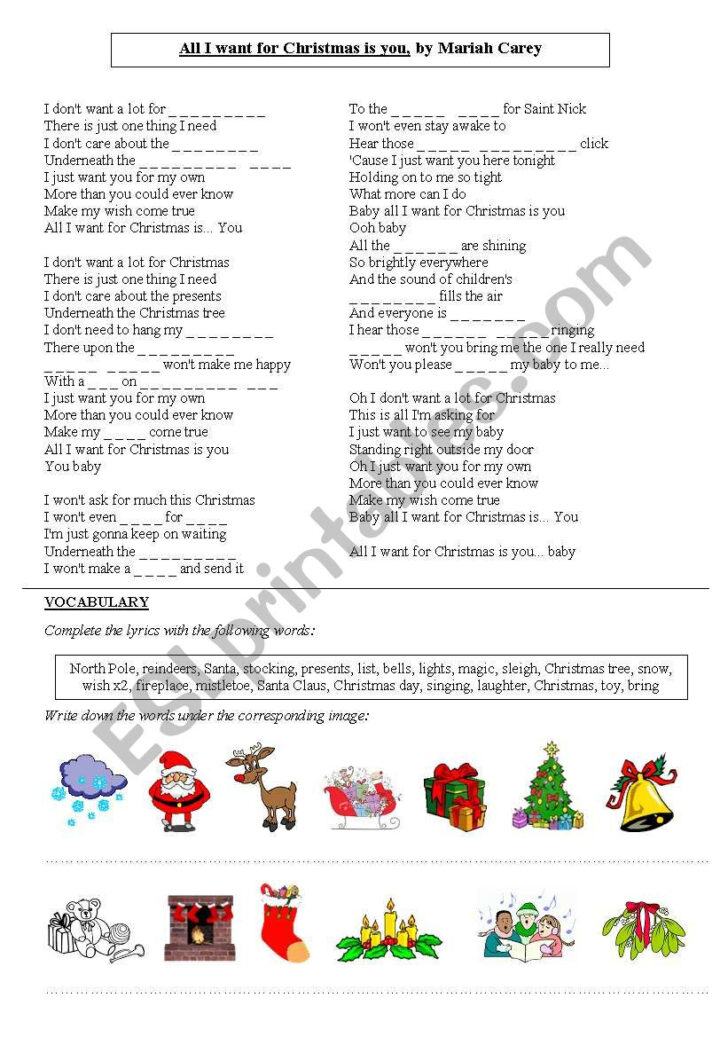 All I Want For Christmas Is You Worksheets All I Want For Christmas Is You Worksheets
