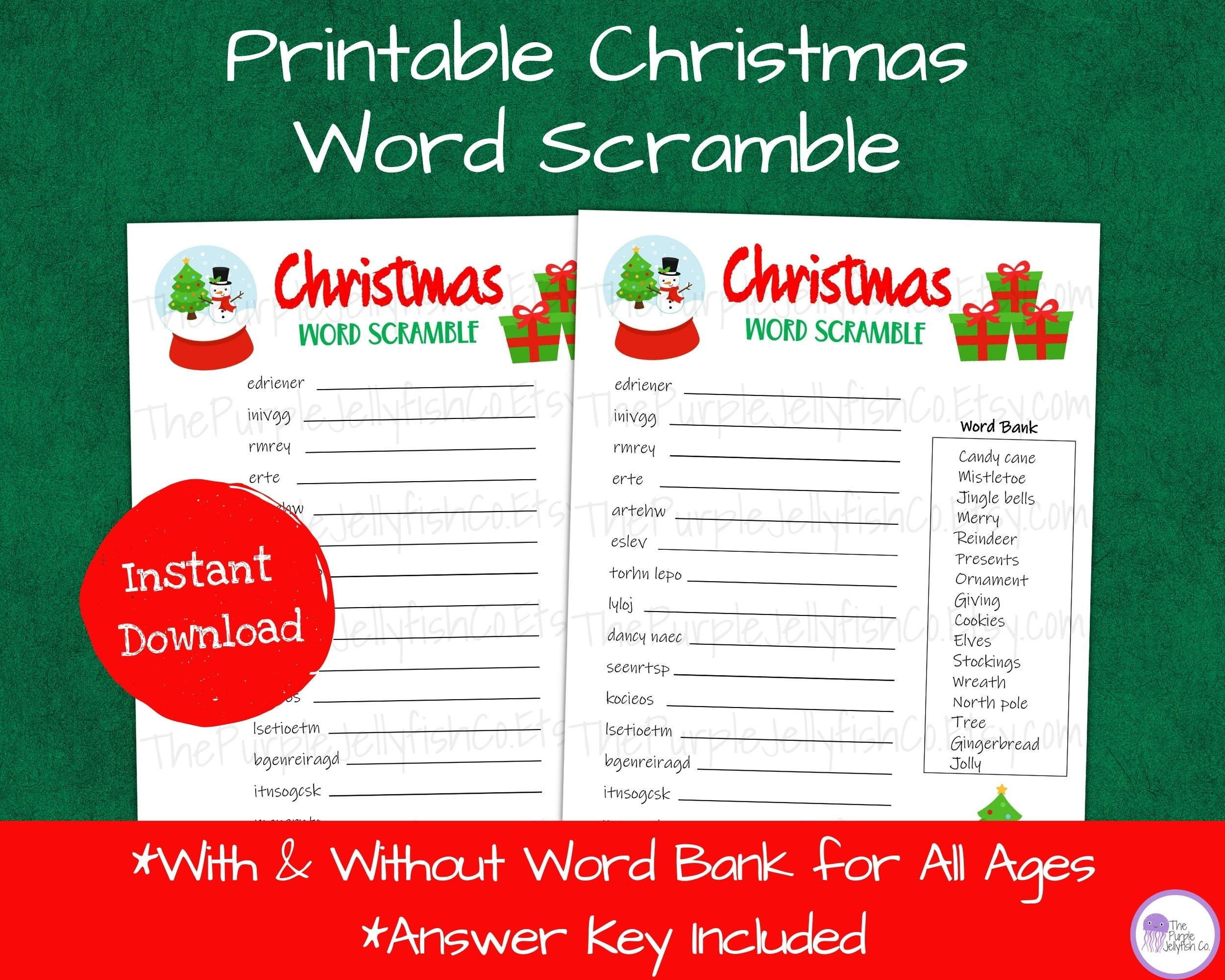 Buy Christmas Word Scramble, Christmas Activity For Kids Printable intended for Scrambled Christmas Super Teacher Worksheets
