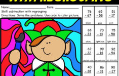 Christmas 2-Digit Subtraction With Regrouping Colornumber Code for Christmas Subtraction Worksheets Regrouping