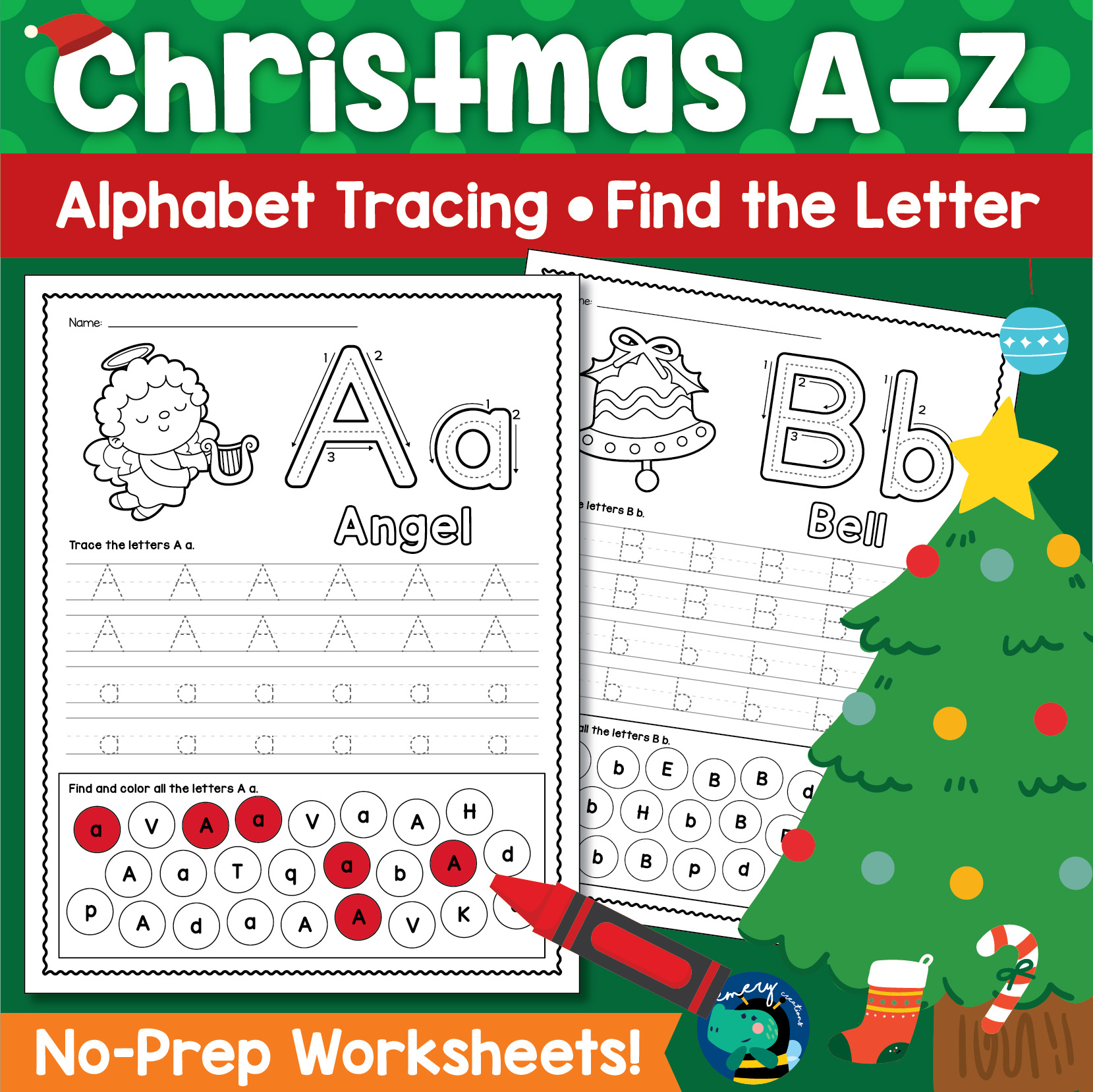 Christmas A-Z Worksheets: Alphabet Tracing | Find The Letter | No in Christmas Alphabet Worksheets Kindergarten