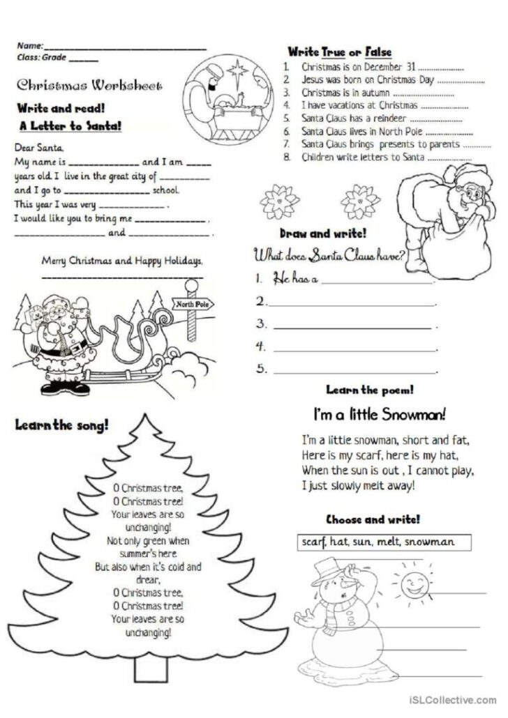Esl Christmas Worksheets Adults