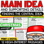 Christmas Activities Main Idea & Supporting Details Reading Intended For Main Idea Christmas Worksheets