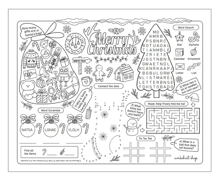 Christmas Worksheets and Puzzles Christmas Worksheets and Puzzles