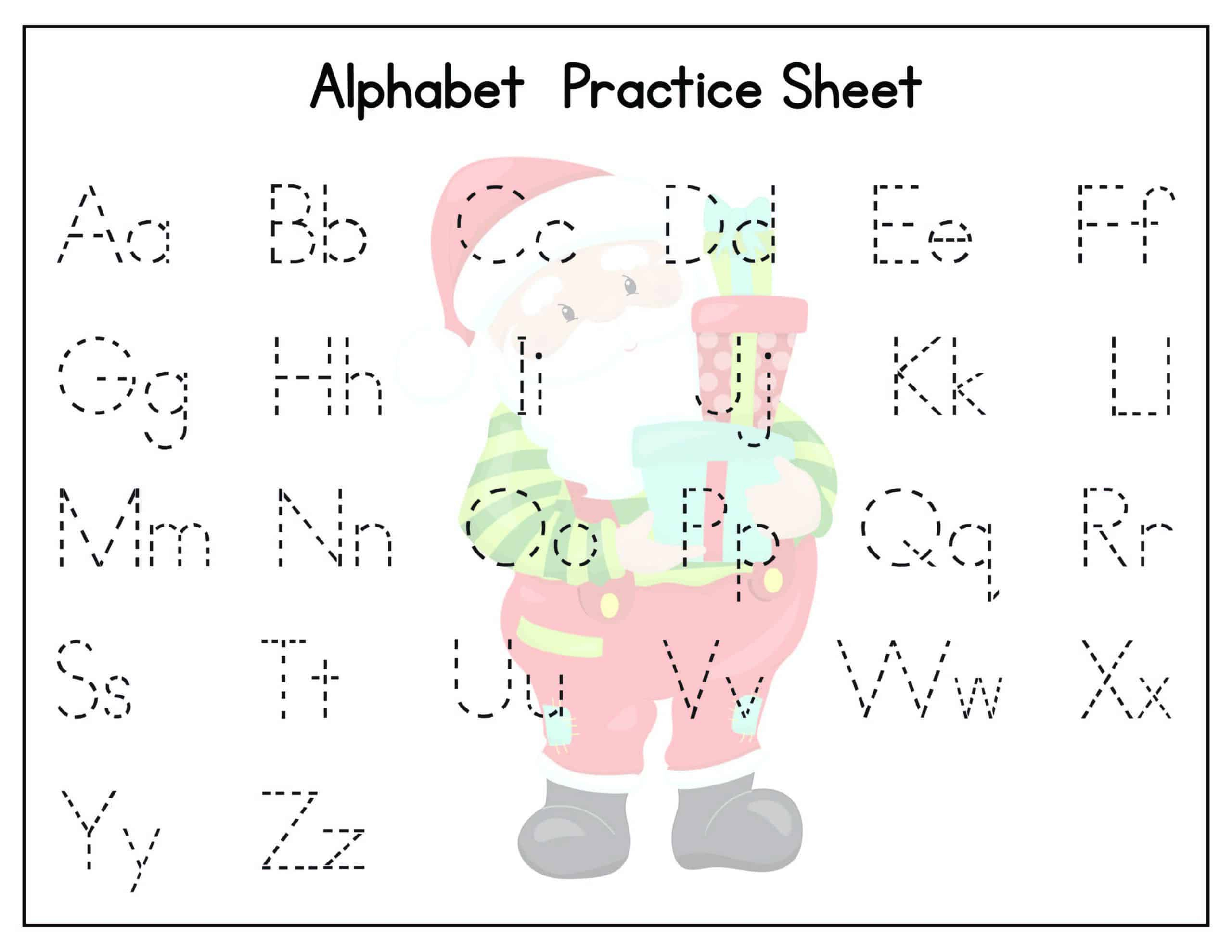Christmas Alphabet Tracing Worksheets - Kids Activity Zone for Christmas Alphabet Worksheets Kindergarten