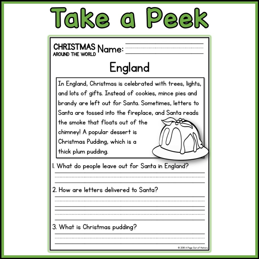Christmas Around The World Social Studies Reading Comprehension K within Christmas Social Studies Worksheets