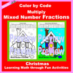 Christmas Colorcode: Multiply Mixed Number Fractions | Made With Multiplying Fractions Christmas Worksheets