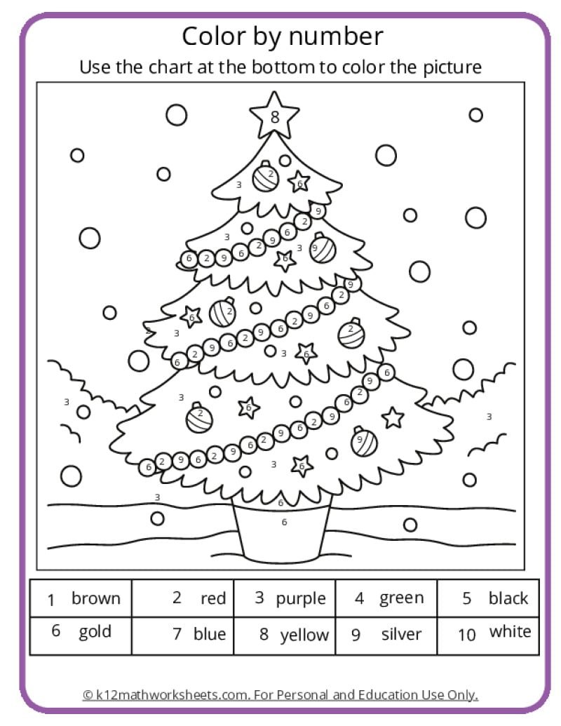 Christmas Colornumber Pages with Education Com Christmas Worksheets