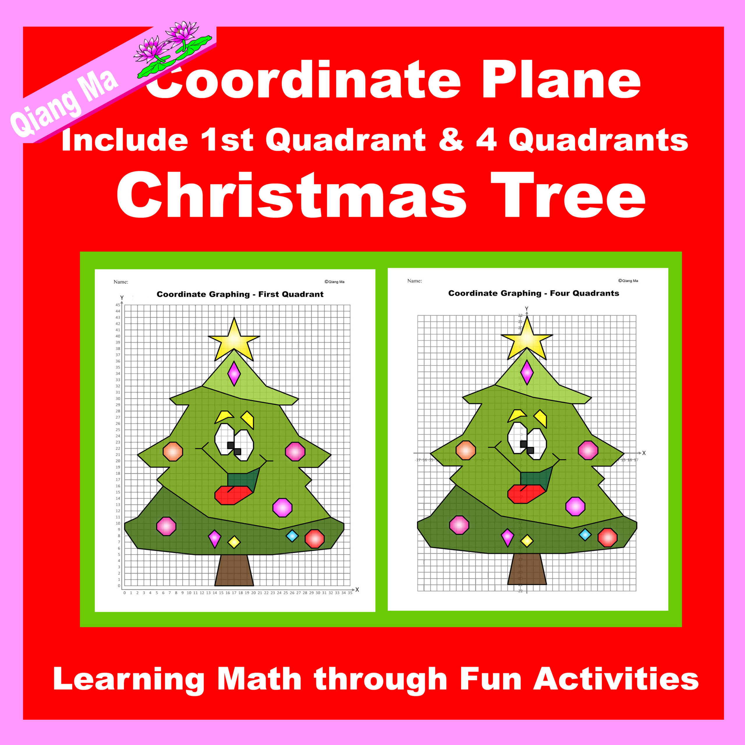 Christmas Coordinate Plane Graphing Picture- Christmas Tree Ii regarding Christmas Tree Graphing Worksheets